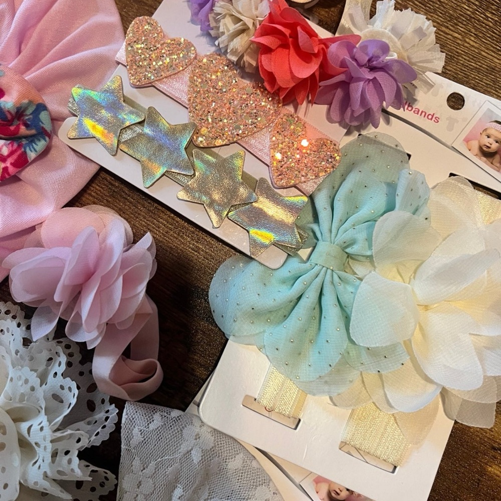 Baby Bows and Headbands (lot of 30+)